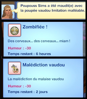 43 sims 3 store plus de magie  Poupée vaudou Imitation malléable message moodlet maudire zombie super pouvoir