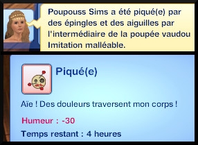 50 sims 3 store plus de magie  Poupée vaudou Imitation malléable message moodlet piquer epingle