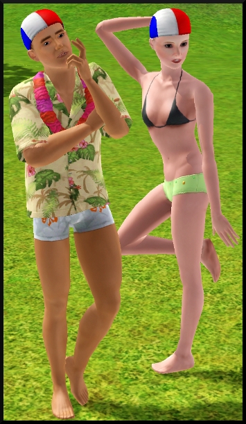 16 Sims 3 Store Sable Surf et Soleil farniente sur la plage Beau bonnet Chemise en lin à feuilles tropicales