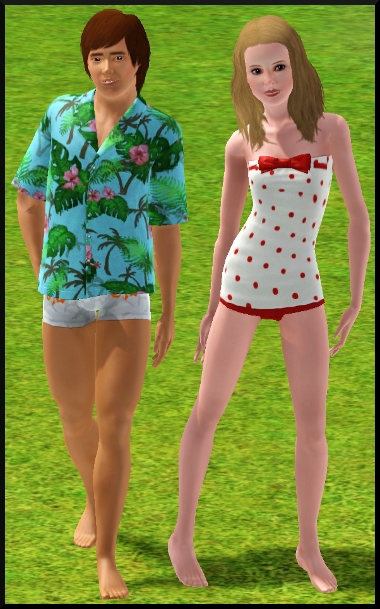 18 Sims 3 Store Sable Surf et Soleil farniente sur la plage Maillot de bain rétro