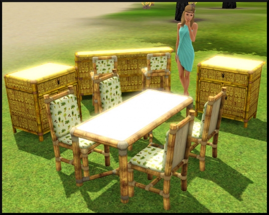 6 sims 3 store tiki Fête d'extérieur salon salle à manger table manger chaise ilot plan travail bar tabouret