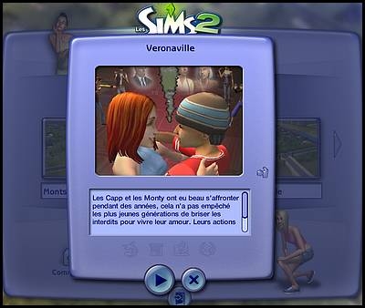 veronaville sims 2 panneau de présentation du quartier dans le jeu