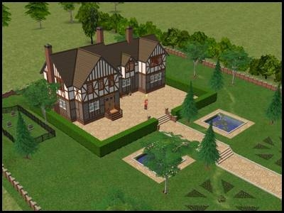 sims 2 veronaville manoir capp style anglais colombages avec grand jardin et cimetière