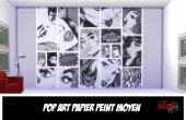 Pop Art Noir et Blanc Murs Moyen