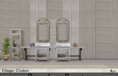 Poesia Carrelage Crème réalisé avec 4 Designs: 2 Unis et 2 motifs
