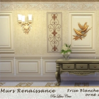 Murs Renaissance Frise Blanche et Azur sur Lin tendu Sable orné de ferronnerie cuivre