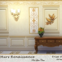 Murs Renaissance Frise Or sur Lin tendu Sable orné de ferronnerie or