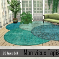 Tapis 3x3 Melange bleu