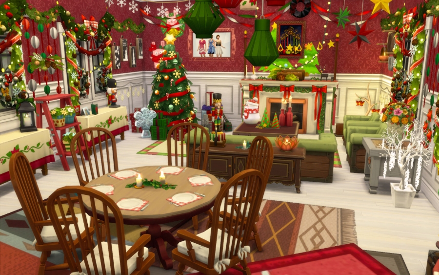 Sims 4 Piece Room Noel Chrismas Fete Rouge