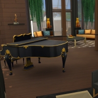 Yacht - étage 2 - le salon - le coin piano et bibliothèque