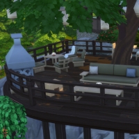 Zou onsen - la terrasse avec coins salon